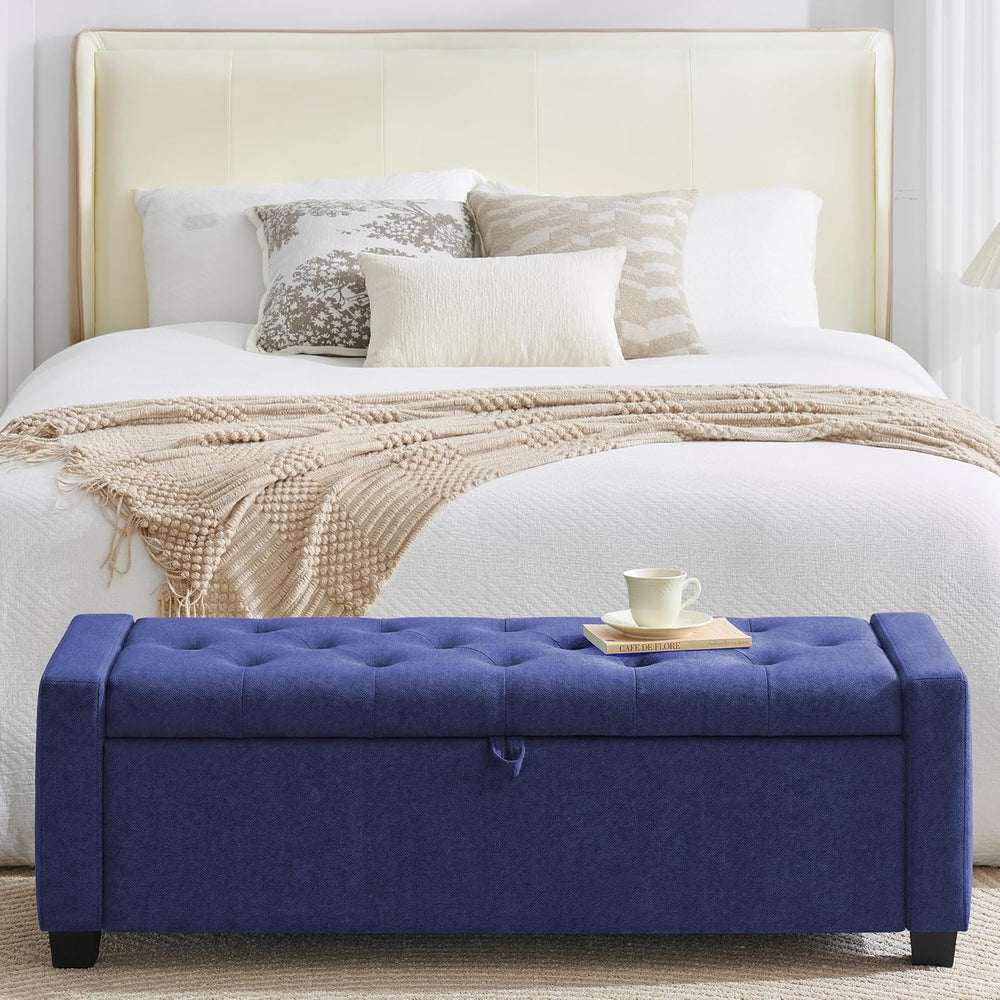 Huatean Home 48" Ottoman with Storage, Blue Storage Ottoman Bench