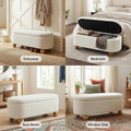 VKNOW 44.8" Storage Ottoman Bench End of Bed Bench with Hinge, Beige