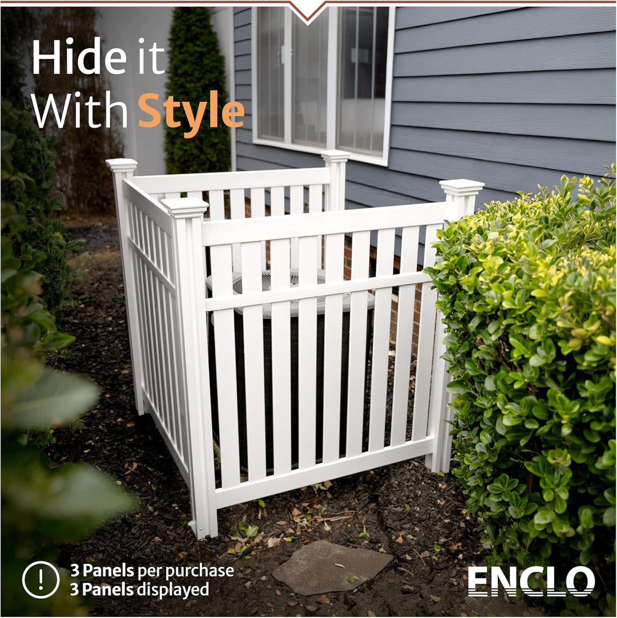 Enclo Hartford Privacy Screen, White Vinyl DIY No Dig Kit