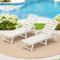 LUE BONA Outdoor Chaise Lounge, 5‑Position, 2‑Pack, White (Set of 2)