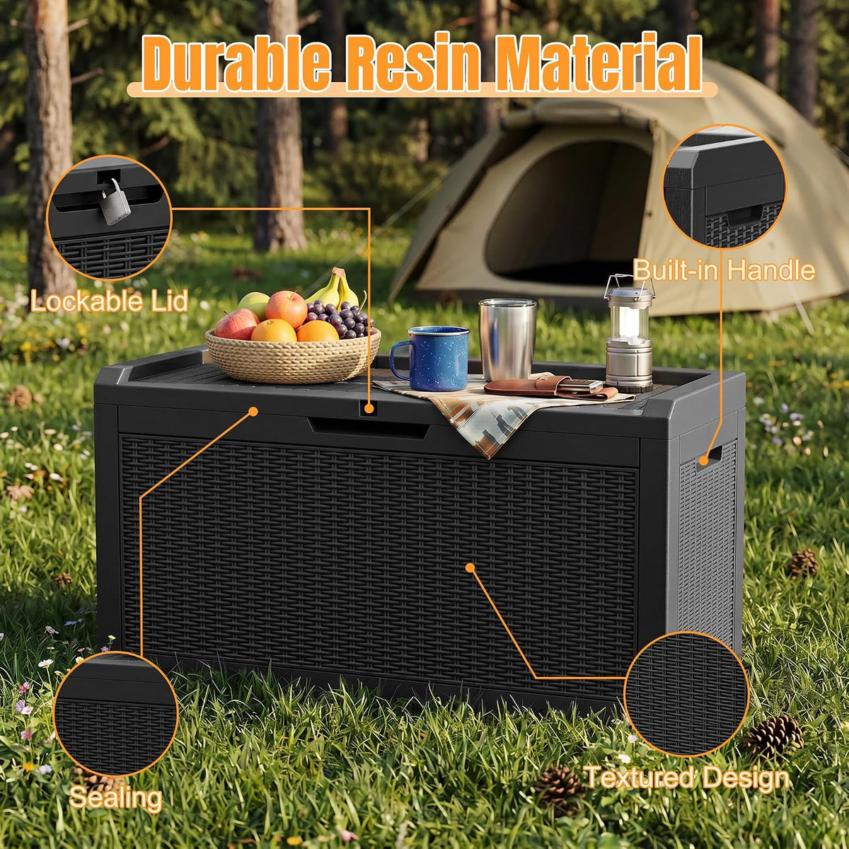 Outdoor Storage Box,100 Gallon Waterproof Resin Patio Deck Box