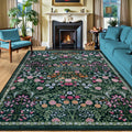 PLHXFR Area Rug 10x14 Living Room: Floral Washable Boho Carpet Dark Green