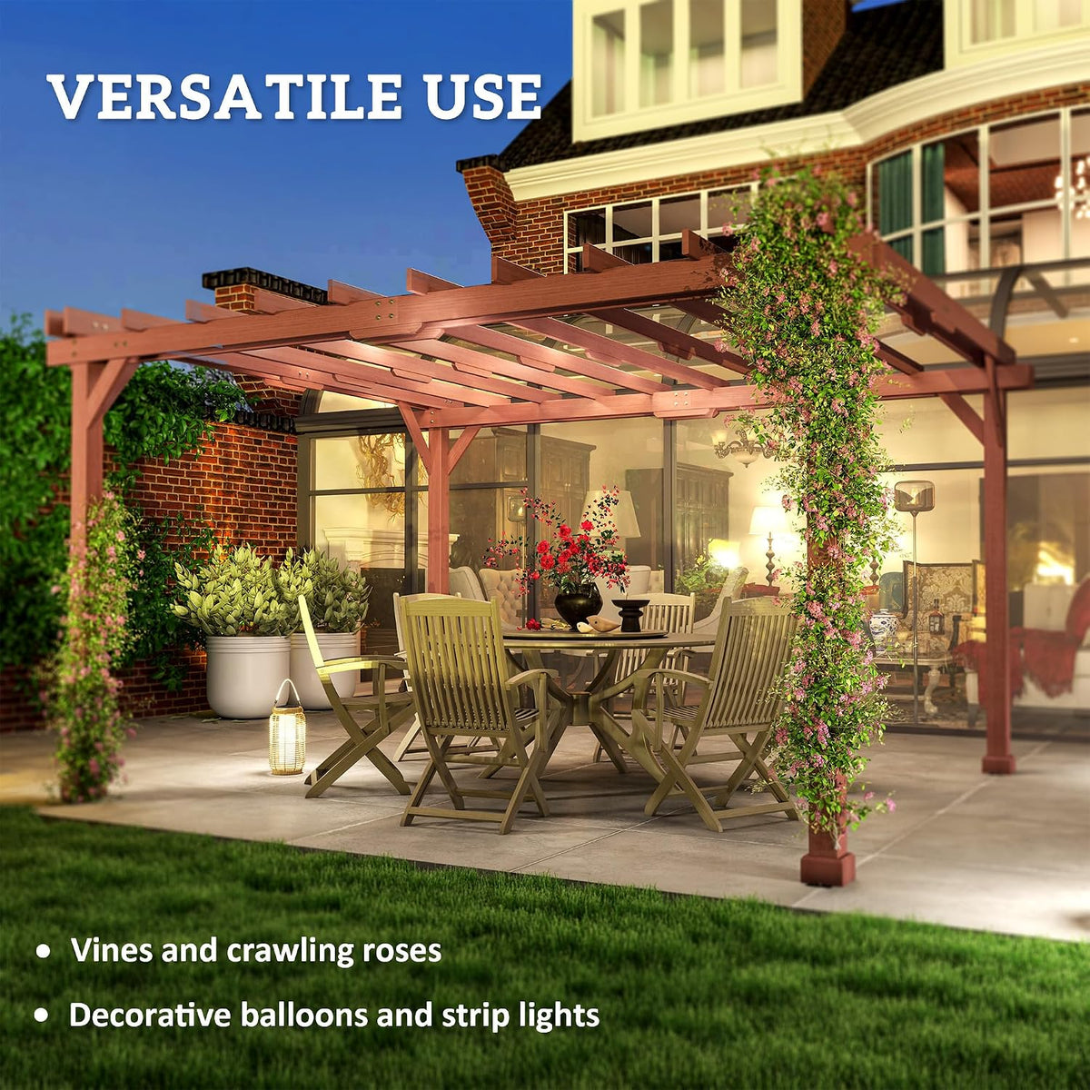 Outsunny 11' x 12.5' Outdoor Pergola, Wood Pergola Gazebo Grape Trellis