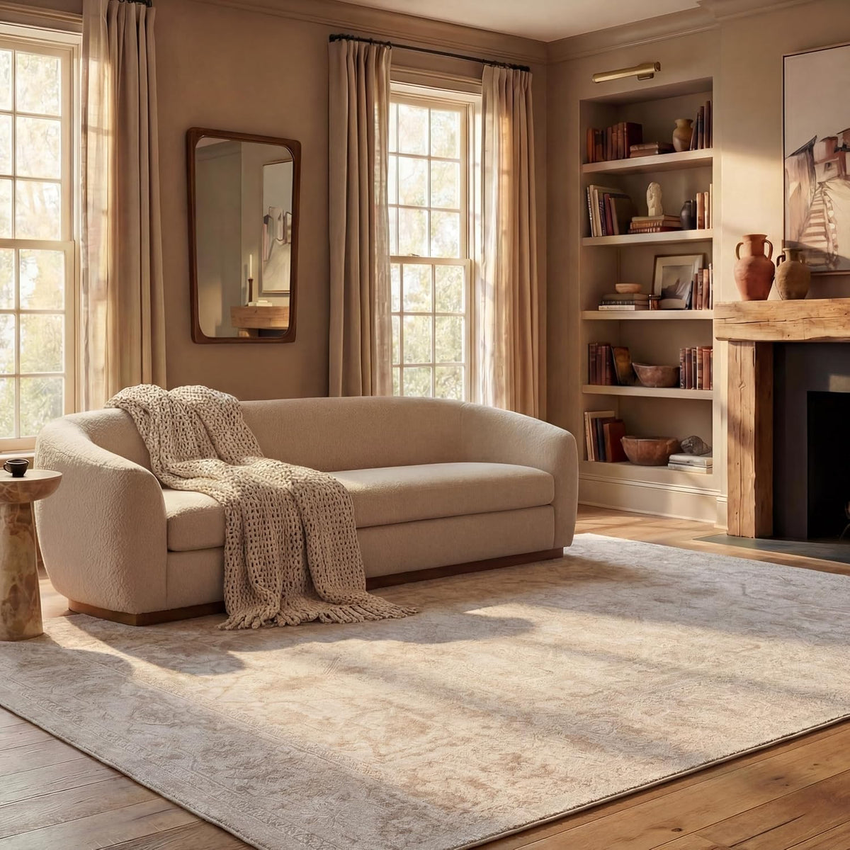 SAFAVIEH Area Rug 12x18 - Reflection Collection - Large - Cream & Ivory, Non-Shedding & Easy Cleaning, Ideal for Living Room, Bedroom (RFT665D)