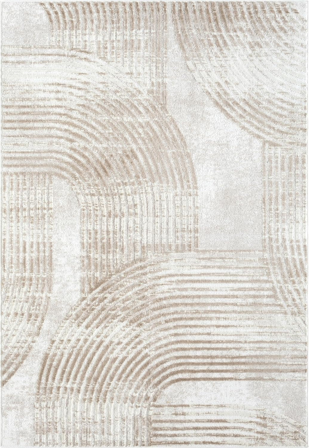 Abani Cream Area Rug for Living Room, Bedroom -Mid-Century Modern- 5' x 8' -Durable & Easy to Clean