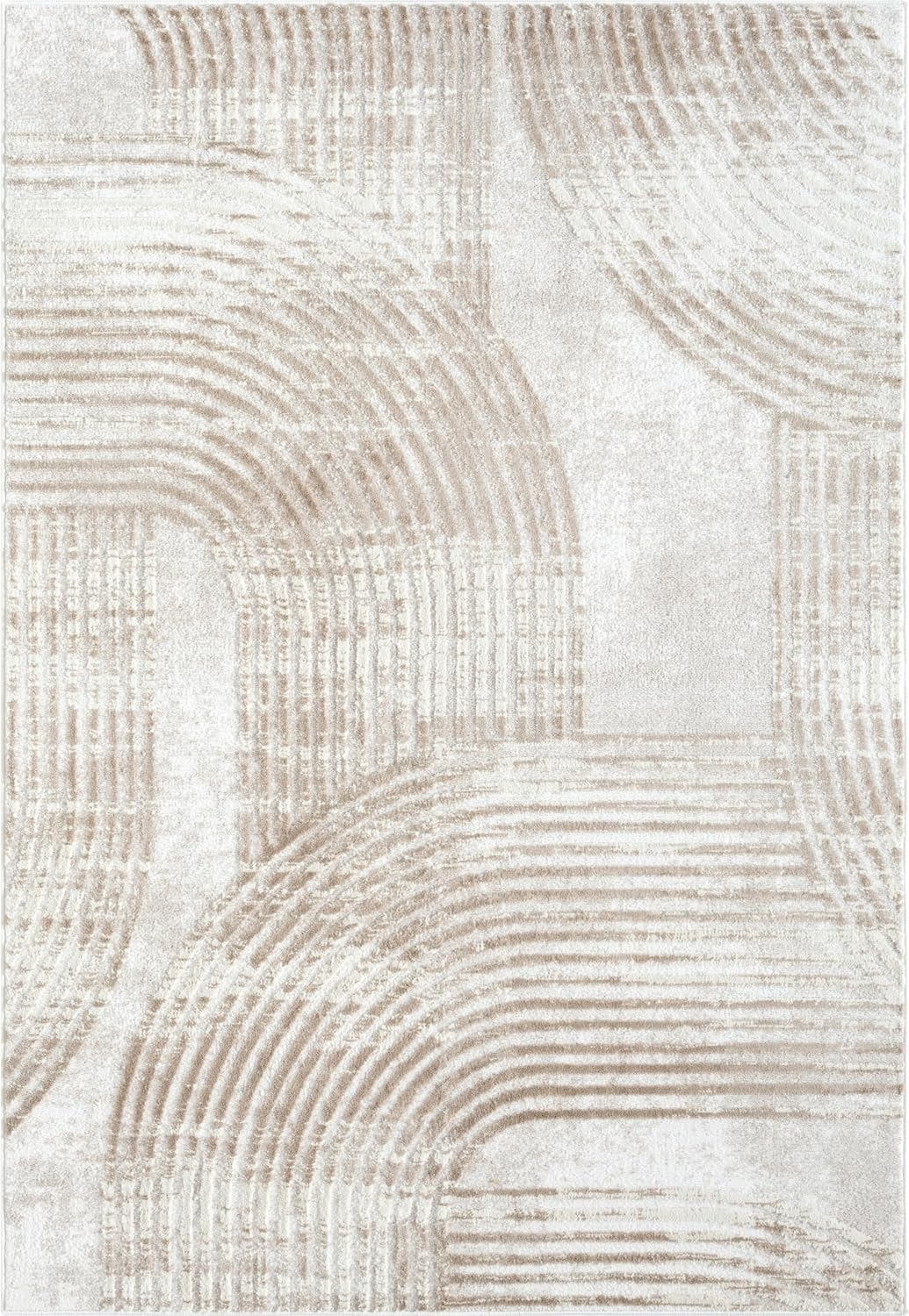 Abani Cream Area Rug for Living Room, Bedroom -Mid-Century Modern- 6' x 9' -Durable & Easy to Clean