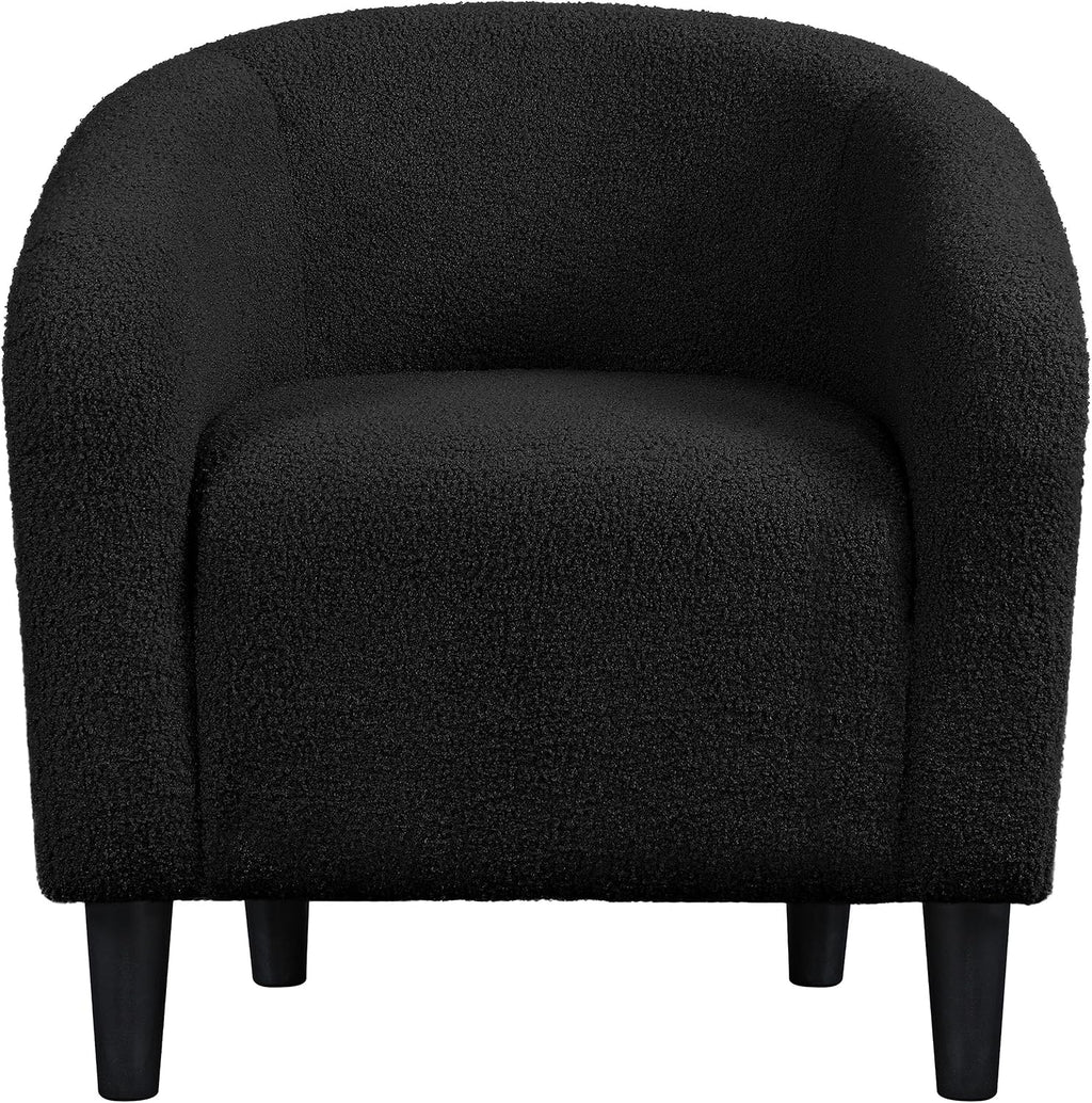 Topeakmart 25.5in Wide Small Sherpa Barrel Accent Chair for Bedroom, Black
