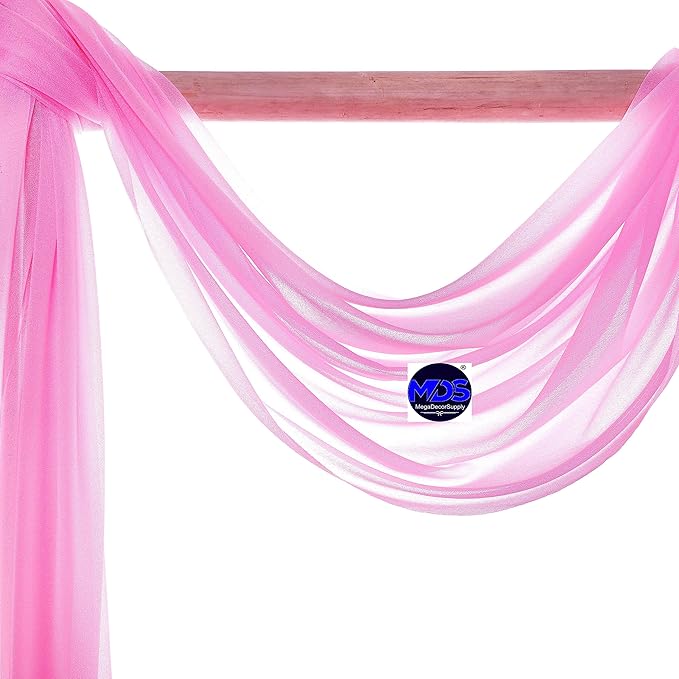MDS Halloween Chiffon Draping Fabric - 2 Panel, 30" Wide x 40ft Long - Sheer Spooky Arbor & Canopy Drapery for Haunted House Backdrops, Party Ceilings, DIY Costumes & Themed Events - Bubblegum Pink (Pack of 2)