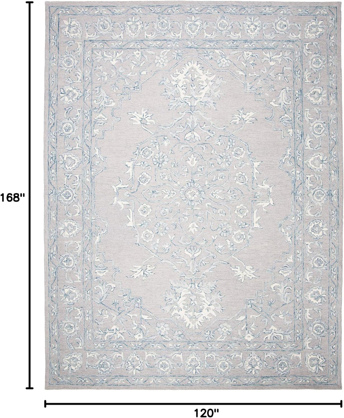 SAFAVIEH Micro-Loop Collection Area Rug - 10' x 14', Light Grey & Ivory, Handmade Shabby Chic Wool, Ideal for High Traffic Areas in Living Room, Bedroom (MLP504F)