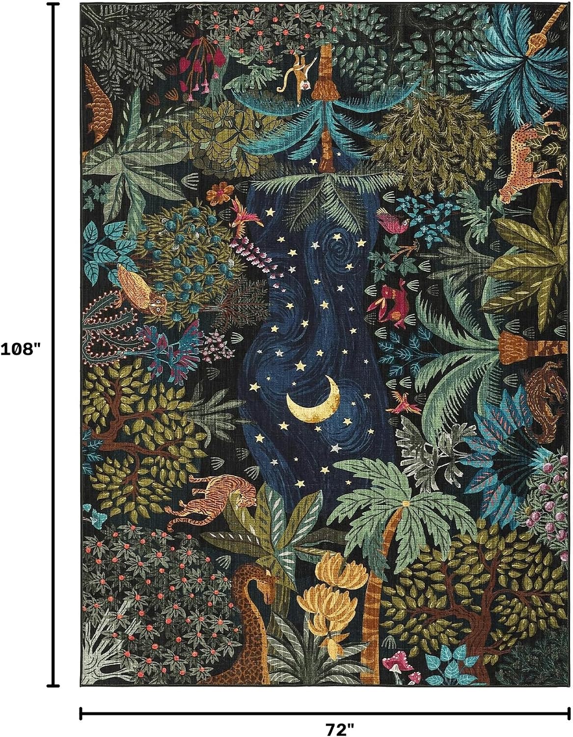 GarveeHome 6x9 Area Rug Jungle Green Washable Rugs for Living Room Bedroom, Soft Low Pile Non Slip Accent Floor Mat Animal Print Tiger Throw Rug Indoor Carpet Dining Room Playroom