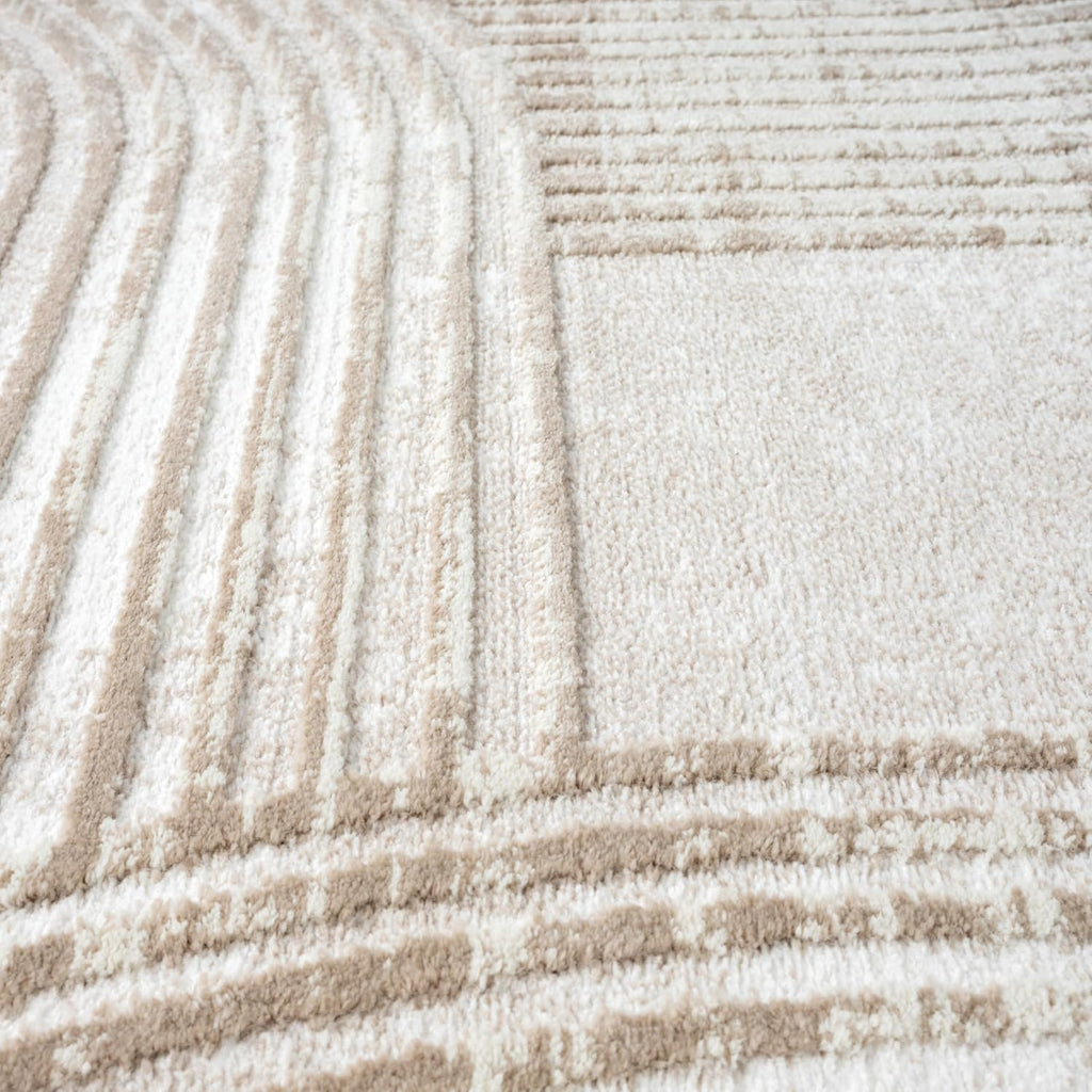 Abani Cream Area Rug for Living Room, Bedroom -Mid-Century Modern- 5' x 8' -Durable & Easy to Clean