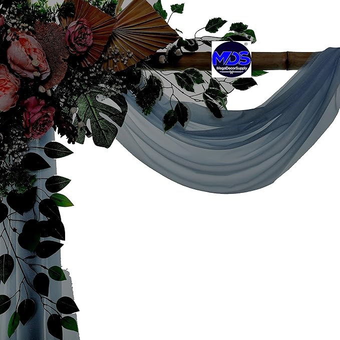MDS Halloween Chiffon Draping Fabric - 2 Panel, 30" Wide x 100ft Long - Sheer Spooky Arbor & Canopy Drapery for Haunted House Backdrops, Party Ceilings, DIY Costumes & Themed Events - Dusty Blue (Pack of 2)