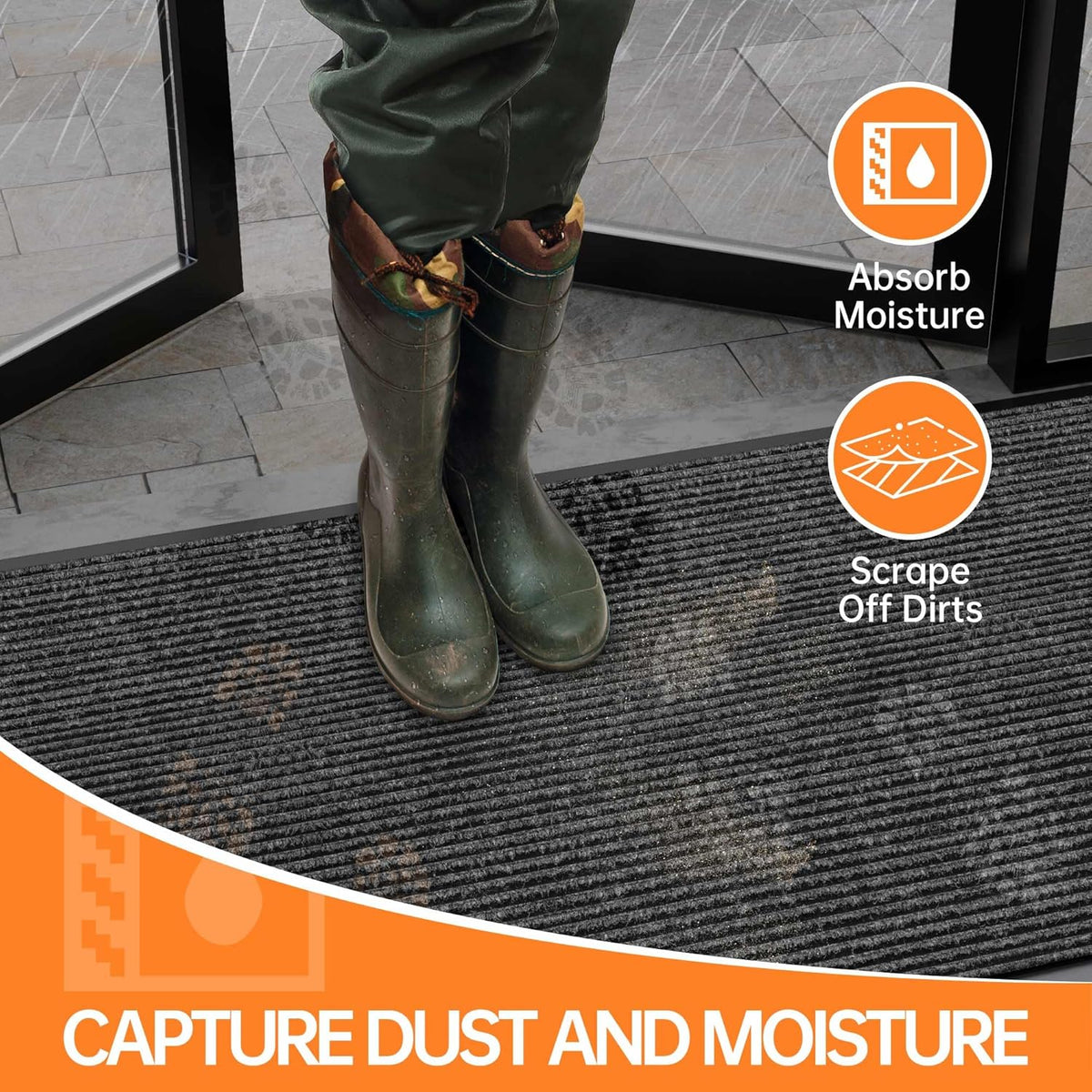 Front Door Mat Outside Entrance, Dirt Trapper Doormat 48" x 24"