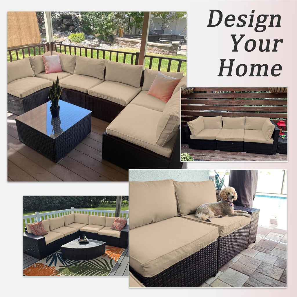 outdoor patio cushion covers, replaceable waterproof furniture covers showing dimensions
