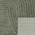 Paco Home Modern Area Rug with Raised Curved Line Pattern – Minimalist Design in Green, Size: 5'3" x 7'7"