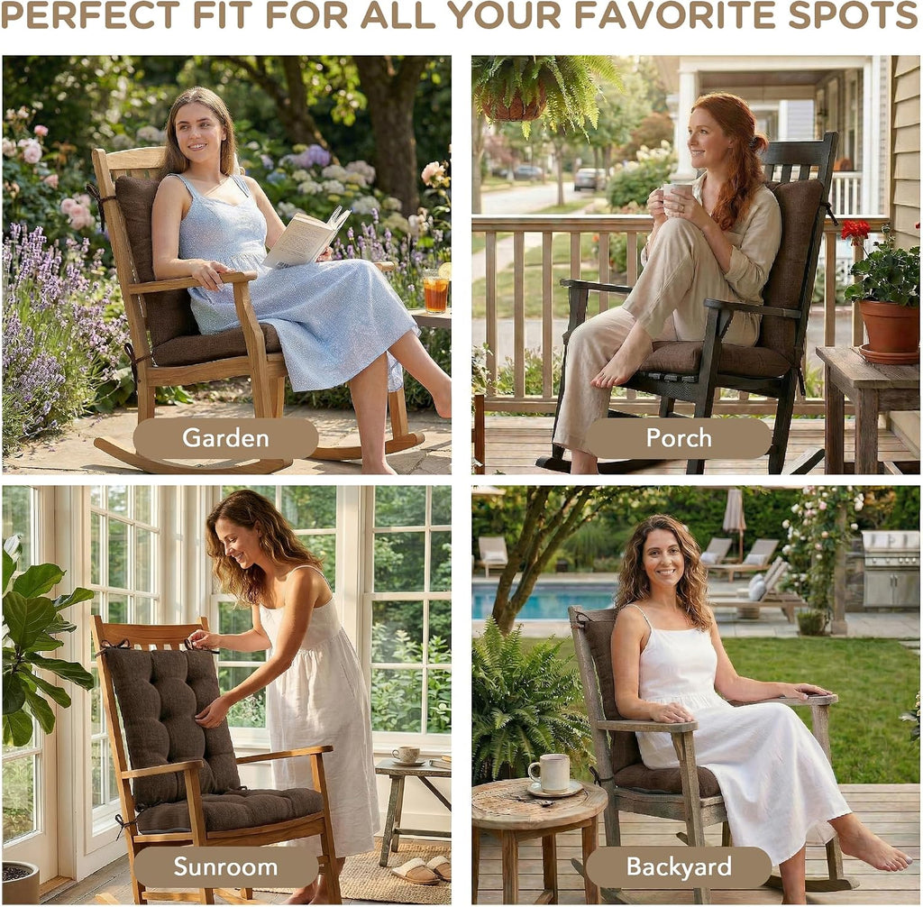 Codi Rocking Chair Cushions Indoor, Water-Resistant, Brown 1 Pack