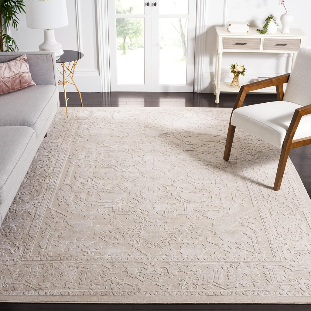 SAFAVIEH Area Rug 10' Square - Reflection Collection - Large - Cream & Ivory, Non-Shedding & Easy Cleaning, Ideal for Living Room, Bedroom (RFT665D)