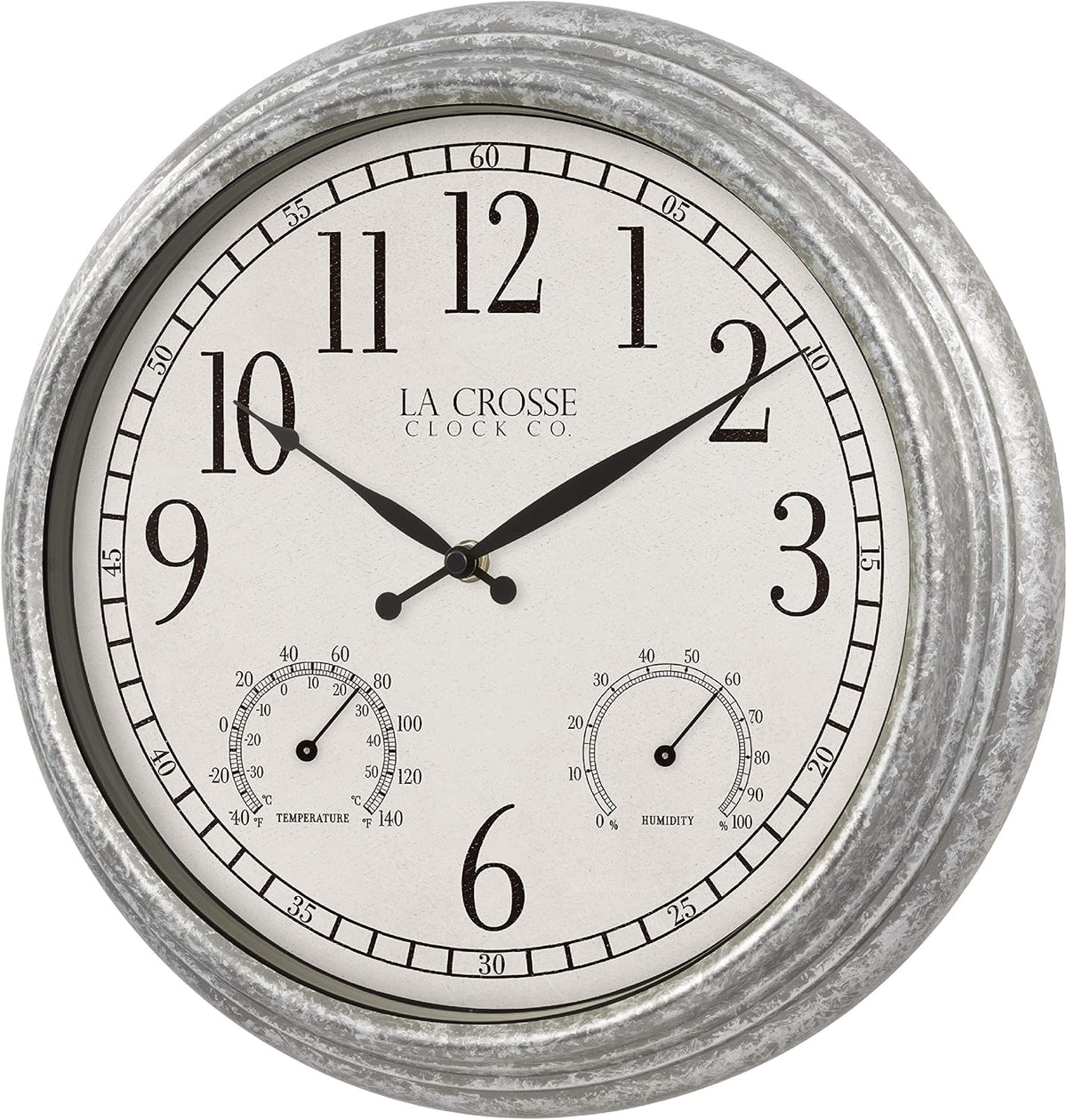 La Crosse Clock 433-3236 14-inch Silas Indoor/Outdoor Galvanized Analog Quartz Wall Clock
