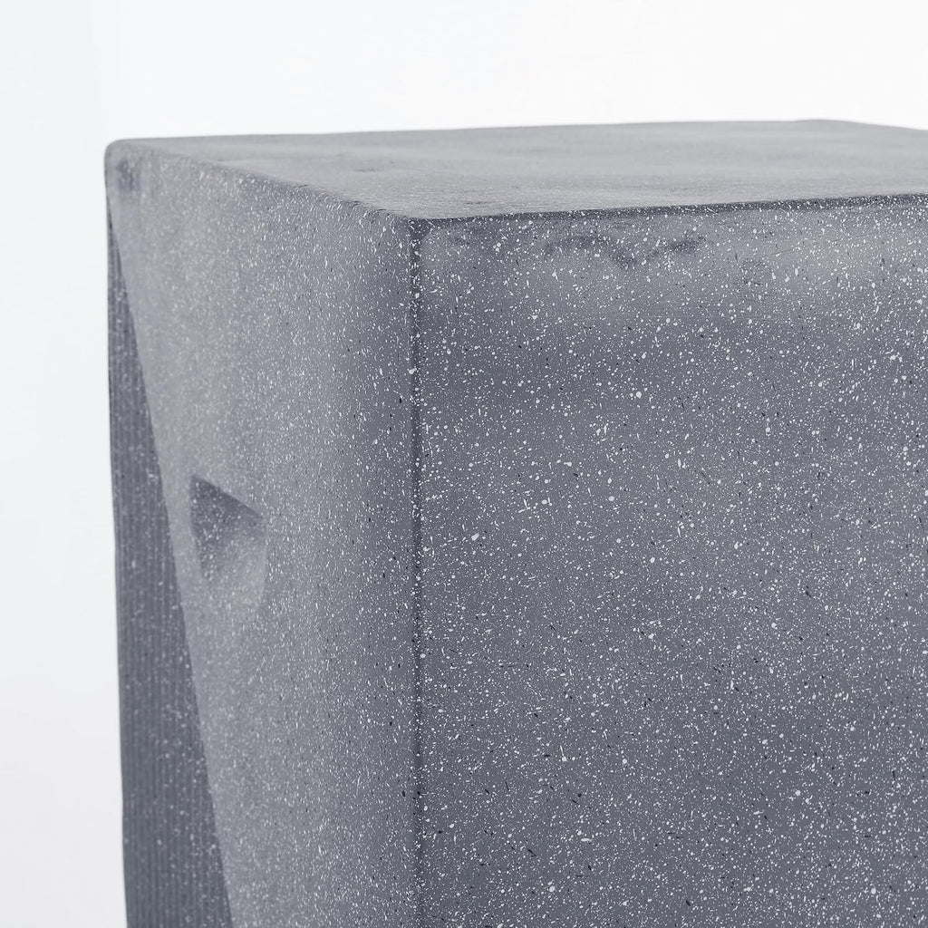 JONATHAN Y Adrian Outdoor Side Table Stool Polyresin 21", Gray Terrazzo