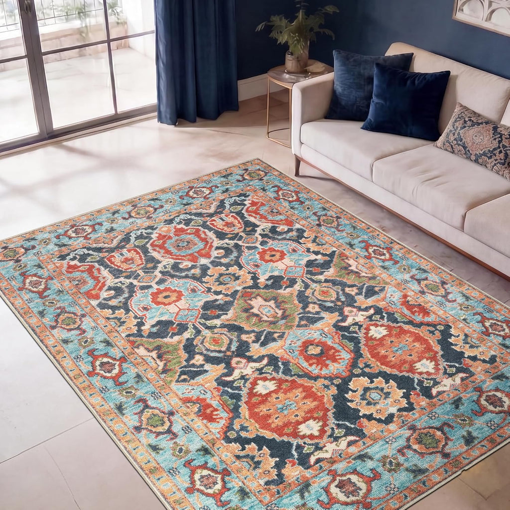 Keen Home Design Vintage Washable Area Rug, Non-Slip Low Pile, 4x6
