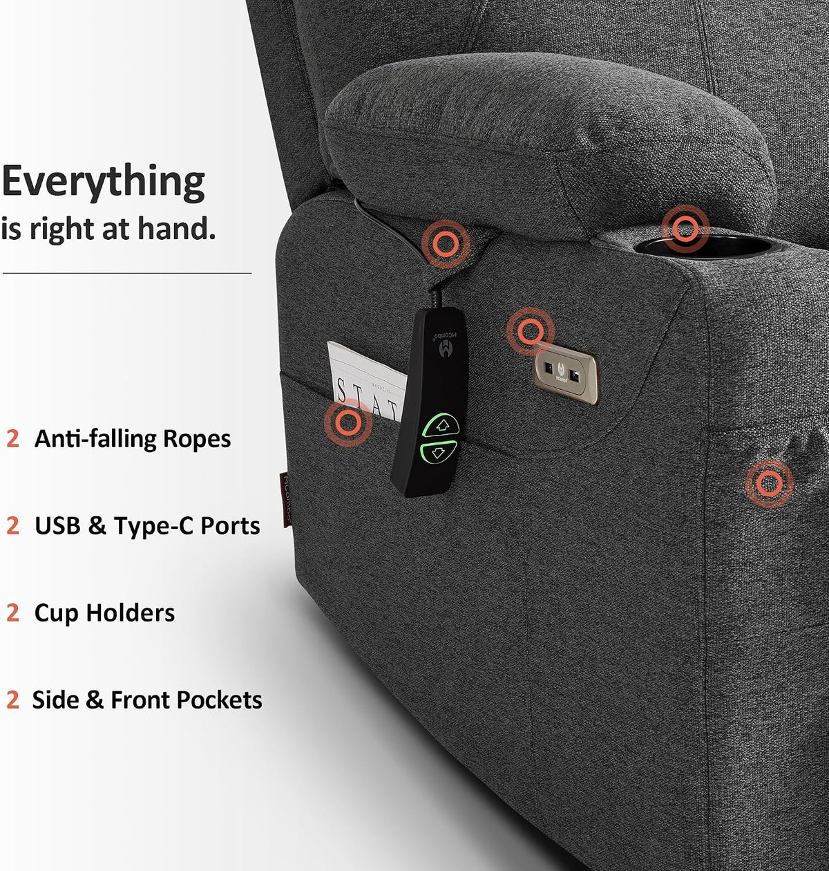 MCombo Power Lift Recliner Chair for Elderly R7510(Grey, Large-Wide)