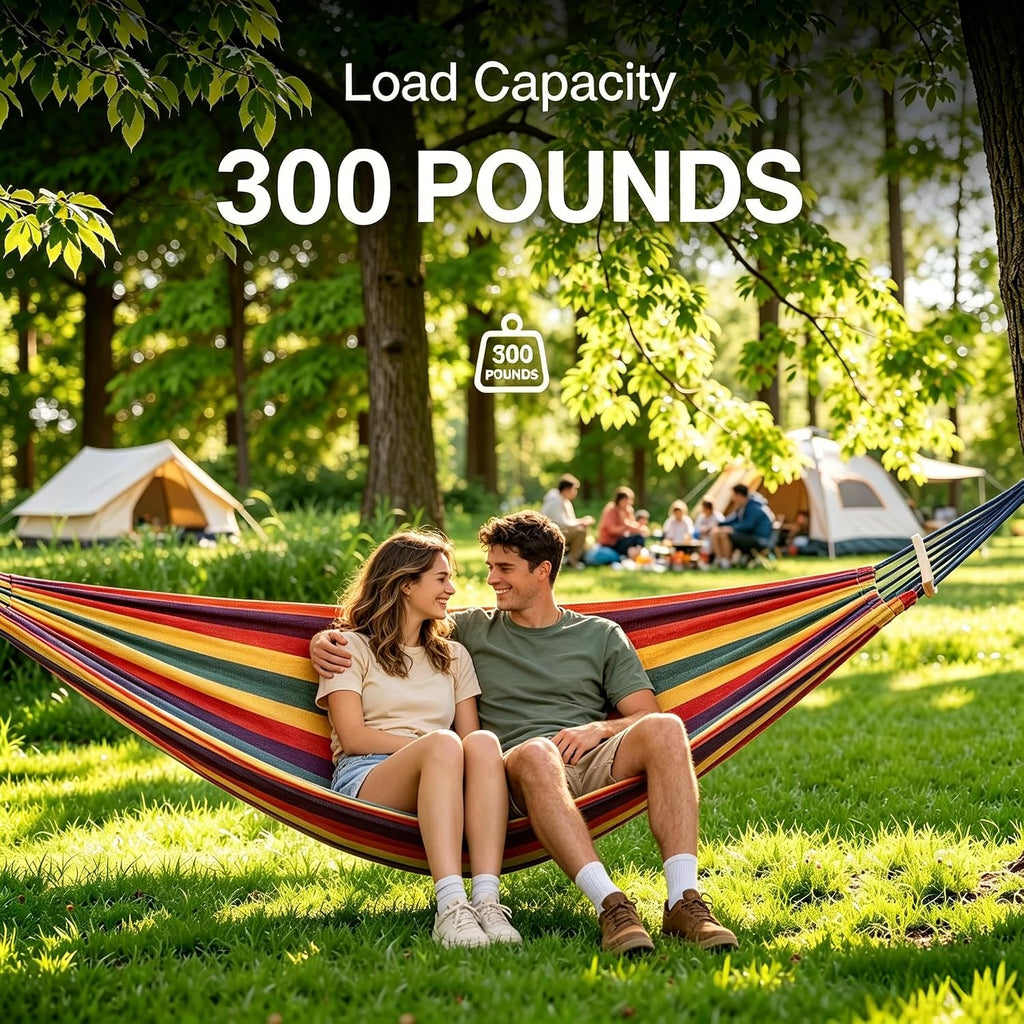 Double Hammock with Space Saving Steel Stand 400 lb Capacity, Portable Hammock Frame Stand Heavy Duty for 9 to 13Feet Hammocks, Carry Bag Included