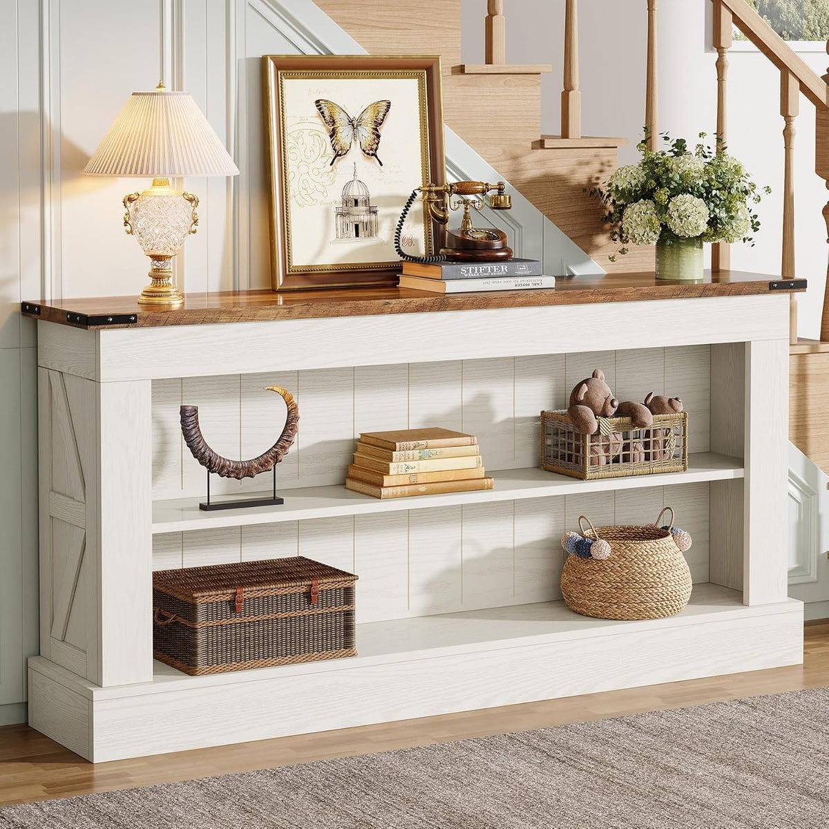 Tribesigns 63" Console Table, 3-Tier Entryway Table with Storage Shelves