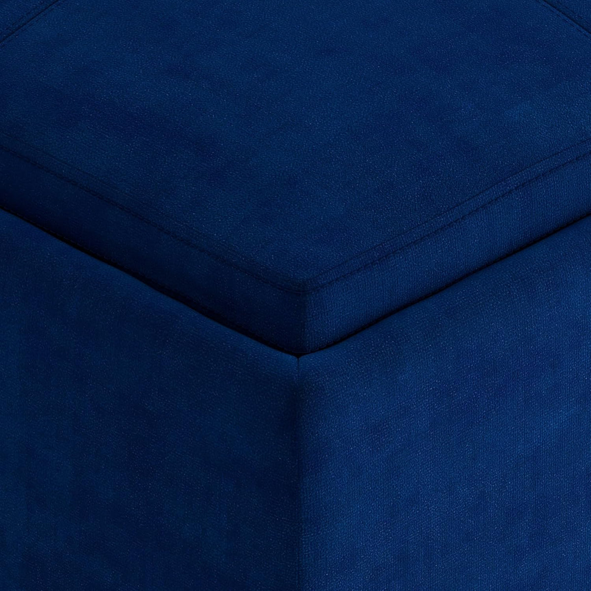 SIMPLIHOME Avalon 35" Wide Velvet Square Storage Ottoman in Blue