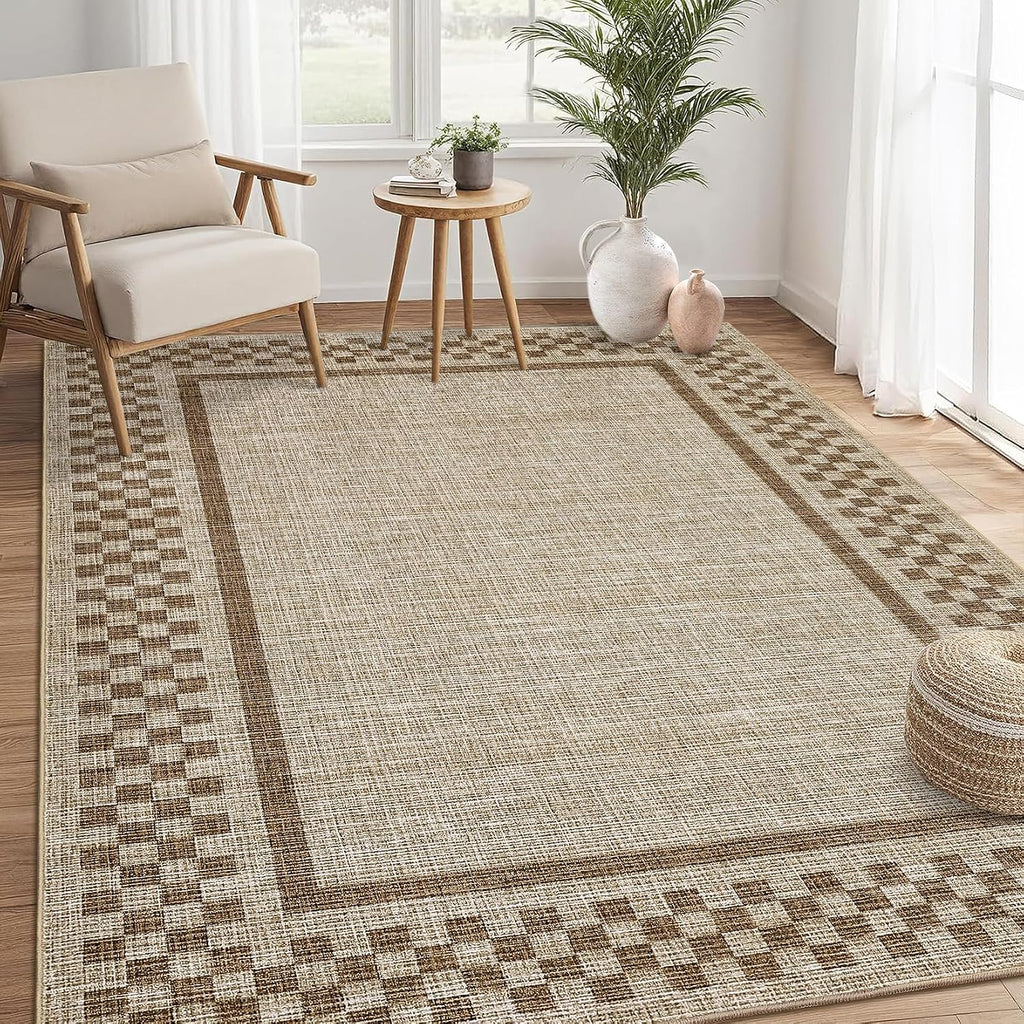 GarveeHome Modern Bordered 8x10 Washable Area Rugs for Living Room Bedroom