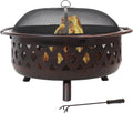 Sunnydaze Crossweave 36" Large Outdoor Fire Pit, Wood Burning, Round