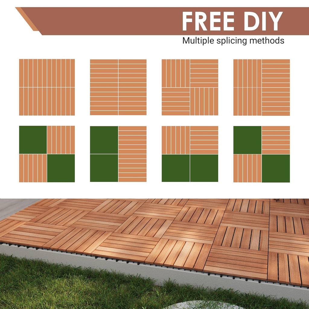 primezone 54 pcs solid acacia wood interlocking patio on a desk or shelf