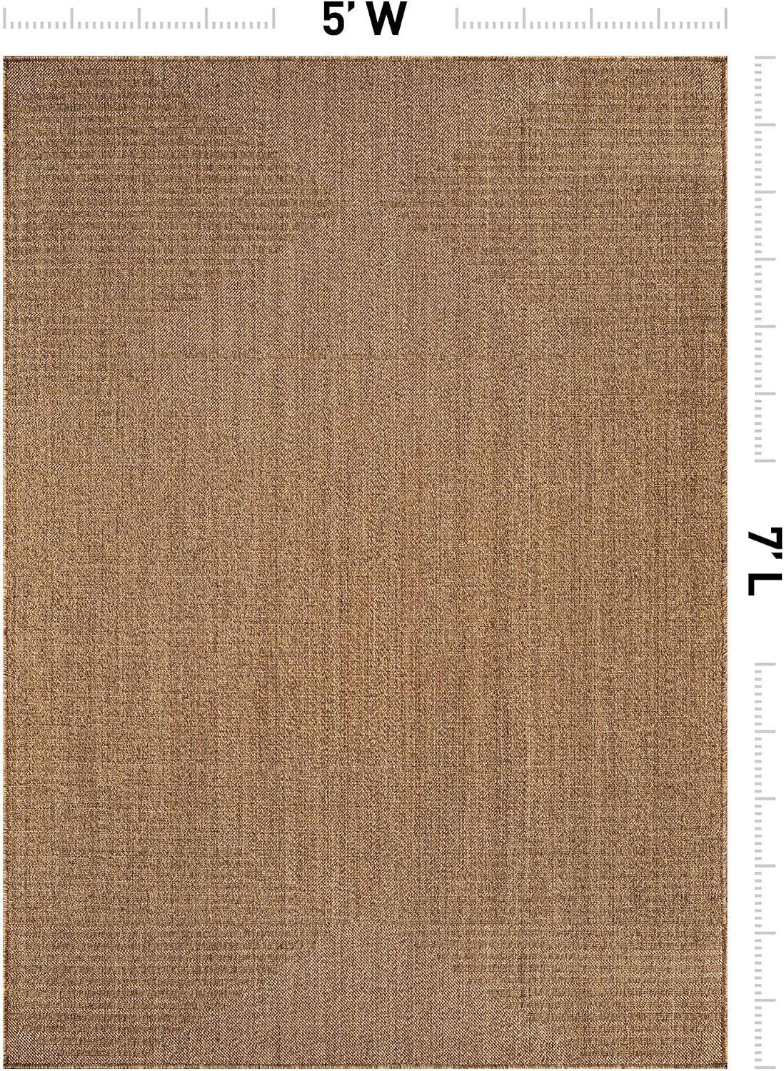 Rugshop Modern Geometric Area Rug Easy-Care Flat Woven Natural/Jute 5' x 7'