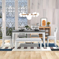 Classic Dining Table Set with Upholstered Chairs and Bench for 4-6, White