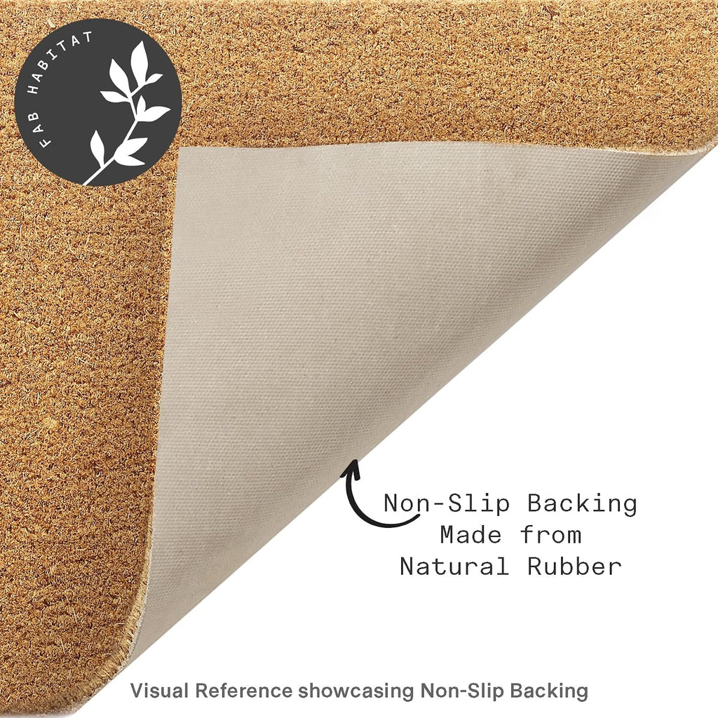 Fab Habitat Modern Non Slip Doormat - Durable, Thin - Natural Coir & Rubber - Entryway, Double Door, Porch, Patio - Black Belt Black/Natural (18" x 60" Non-Slip)