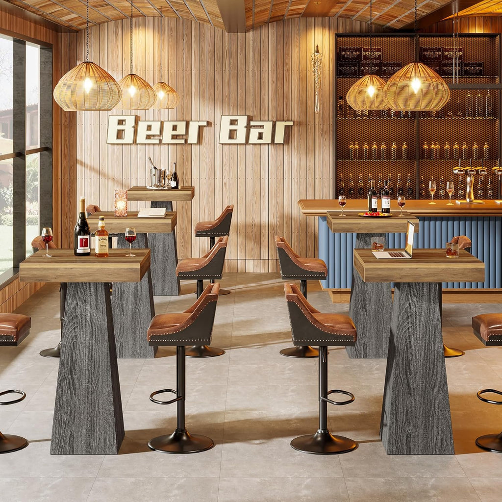Tribesigns Bar Table, 39.96" High Pub Table for Small Space, Home Bar Small Square High Top Unit for Dining, Coffee, Cocktail, Living Room, Kitchen, Vintage Brown & Gray (Only Table)