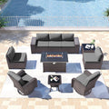 Kullavik 10 Piece Outdoor Patio Furniture Set with Fire Pit & Swivel Chairs