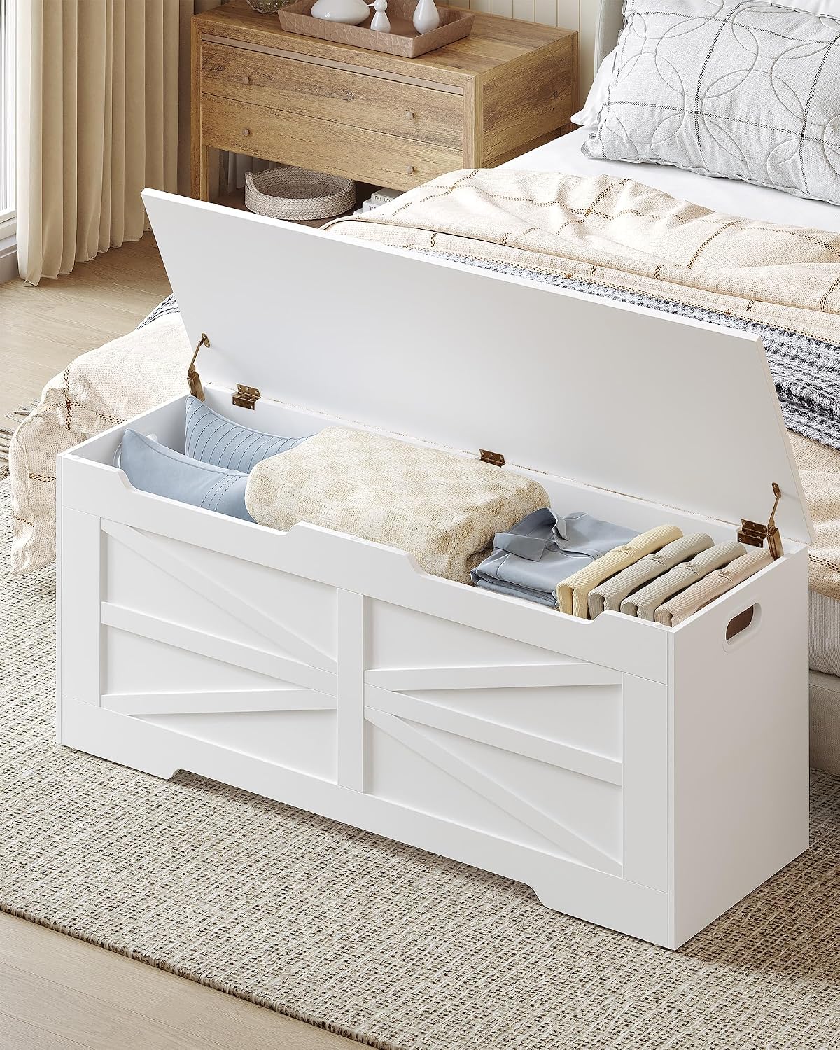 Hzuaneri 47.2" Wooden Storage Chest Extra Large | 59 Gal | White