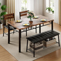 IRONCK Dining Table Set for 4, Kitchen Table and Chairs Set, Rustic Brown
