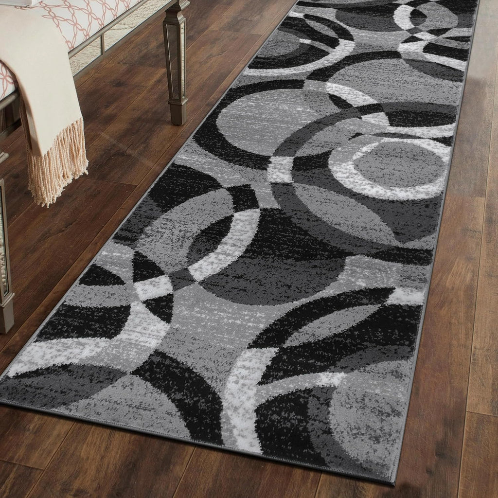 Rugshop Abstract Circles Contemporary Living Room Runner Rug Gray 2'7" x 6'