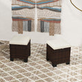 Outsunny 2 Pieces Outdoor Patio Ottomans All Weather PE Rattan Beige