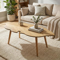 Natural Small Modern Coffee Table, Solid Wood Easy Assembly Center Table