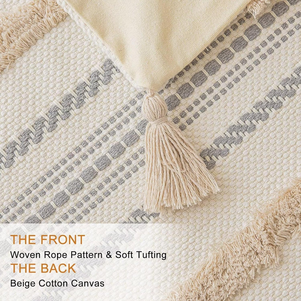 buiovbey boho throw pillow covers woven tufted pillow shown in use