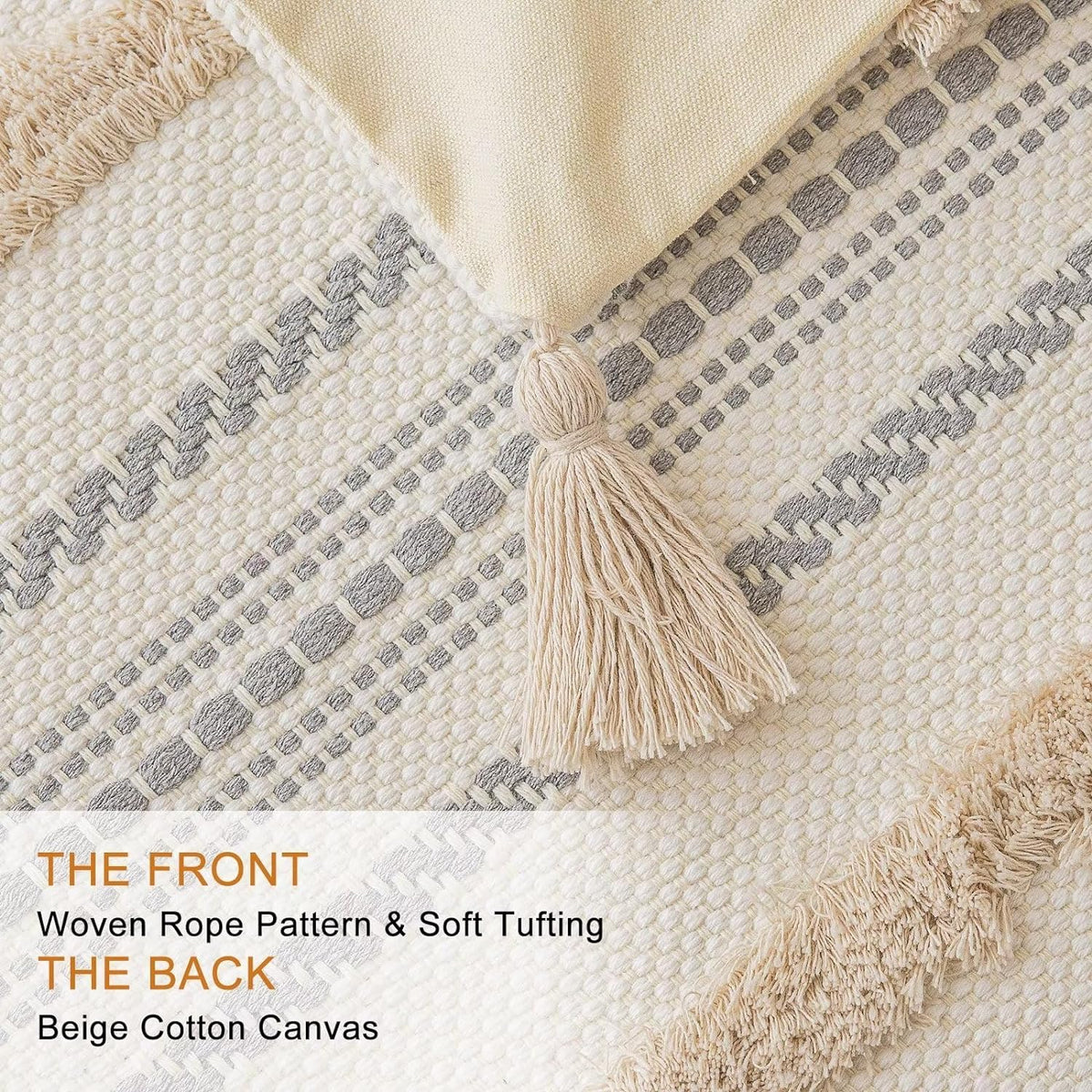 buiovbey boho throw pillow covers woven tufted pillow shown in use