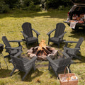 AreShark HDPE Folding Adirondack Chair with Cup Holder, Set of 4, Gray