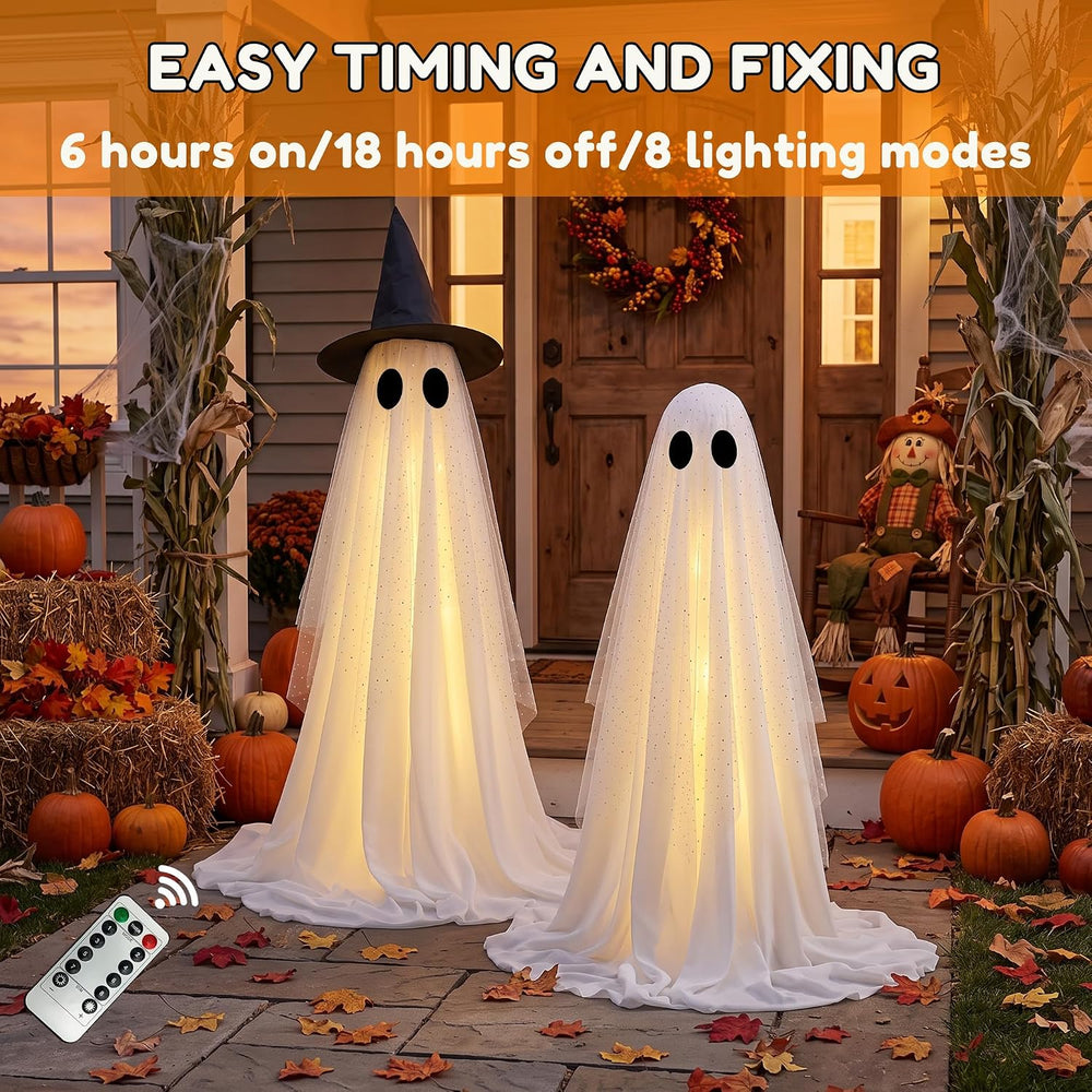 2Pcs Halloween Decorations Outdoor,5FT Height Spooky Ghost Halloween Decor