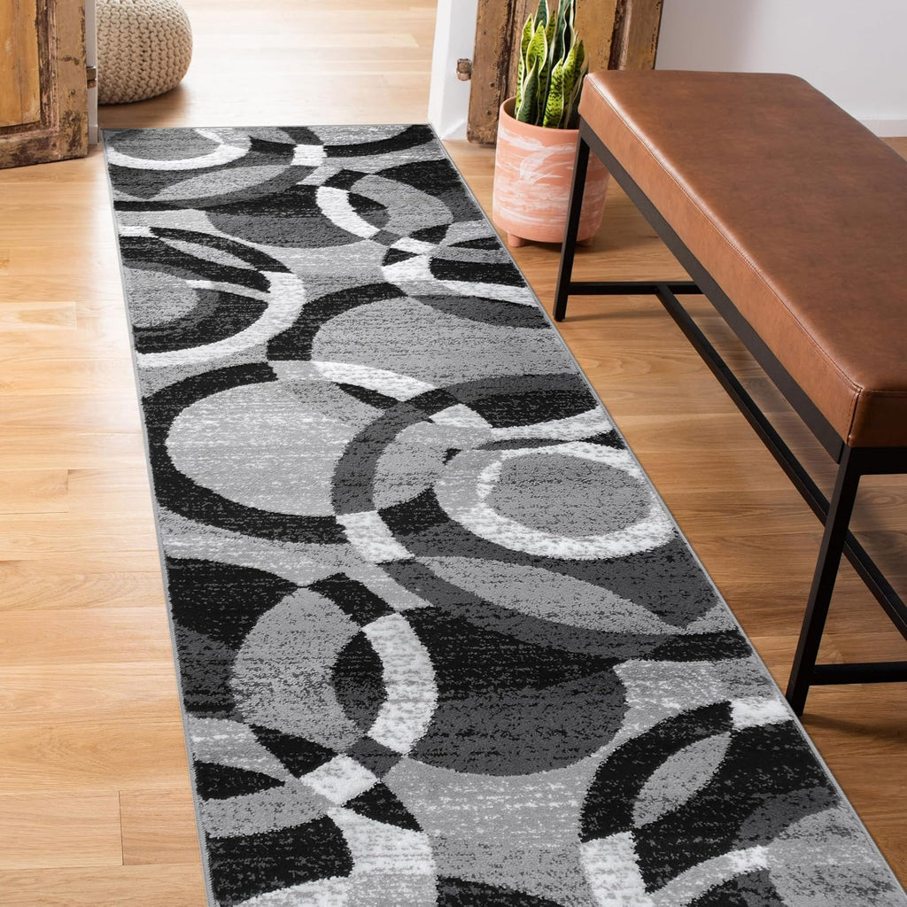 Rugshop Abstract Circles Contemporary Living Room Runner Rug Gray 2'7" x 6'