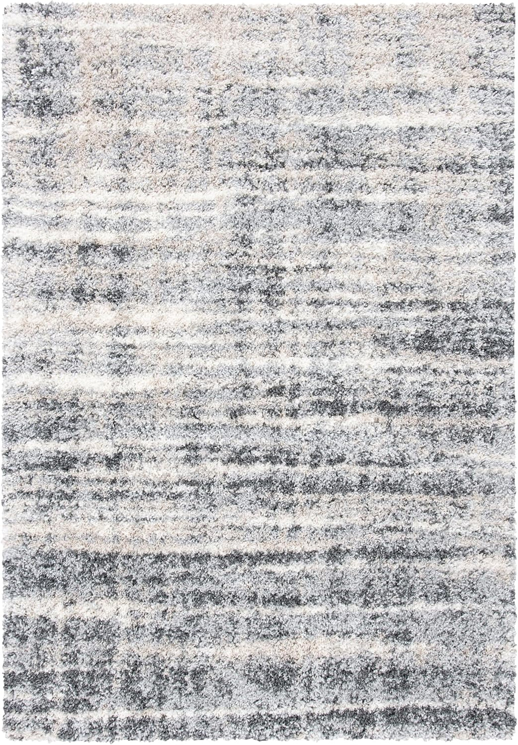 SAFAVIEH Fontana Shag Collection Area Rug - 5'3" x 7'6", Grey & Ivory, Modern Design, Non-Shedding & Easy Care, 2-inch Thick Ideal for High Traffic Areas in Living Room, Bedroom (FNT856G)