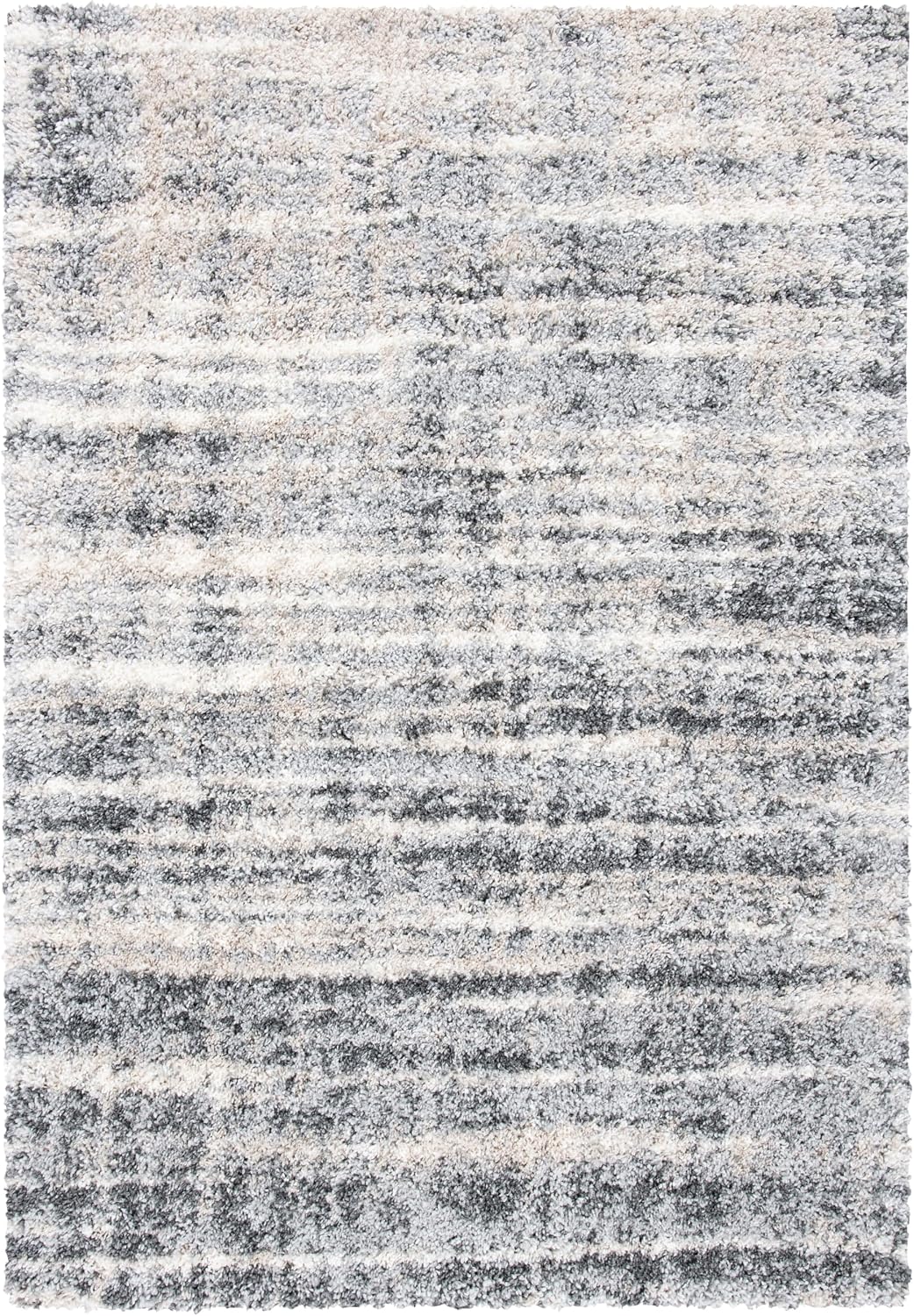 SAFAVIEH Fontana Shag Collection Area Rug - 5'3" x 7'6", Grey & Ivory, Modern Design, Non-Shedding & Easy Care, 2-inch Thick Ideal for High Traffic Areas in Living Room, Bedroom (FNT856G)