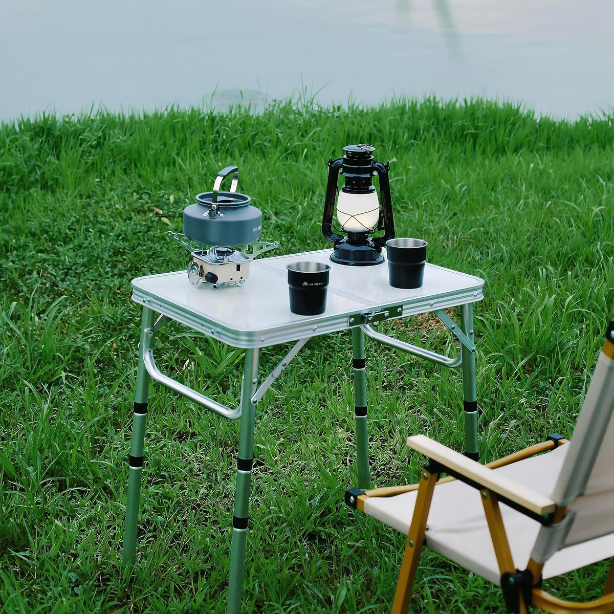 Folding Camping Table, Adjustable Height Portable Picnic Table, 24"x 16"