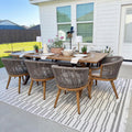 PURPLE LEAF Outdoor Dining Set for 8 Aluminum Table Set w/Cushions, Teak